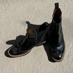 Zara Black Patent Leather Ankle Boots